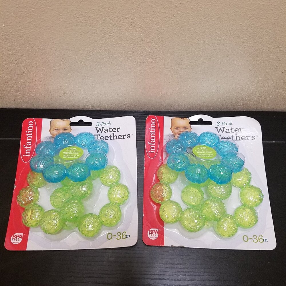 Infantino Two 3-Pack Water Teethers Chill Baby Rings Teething BPA Free ~NEW